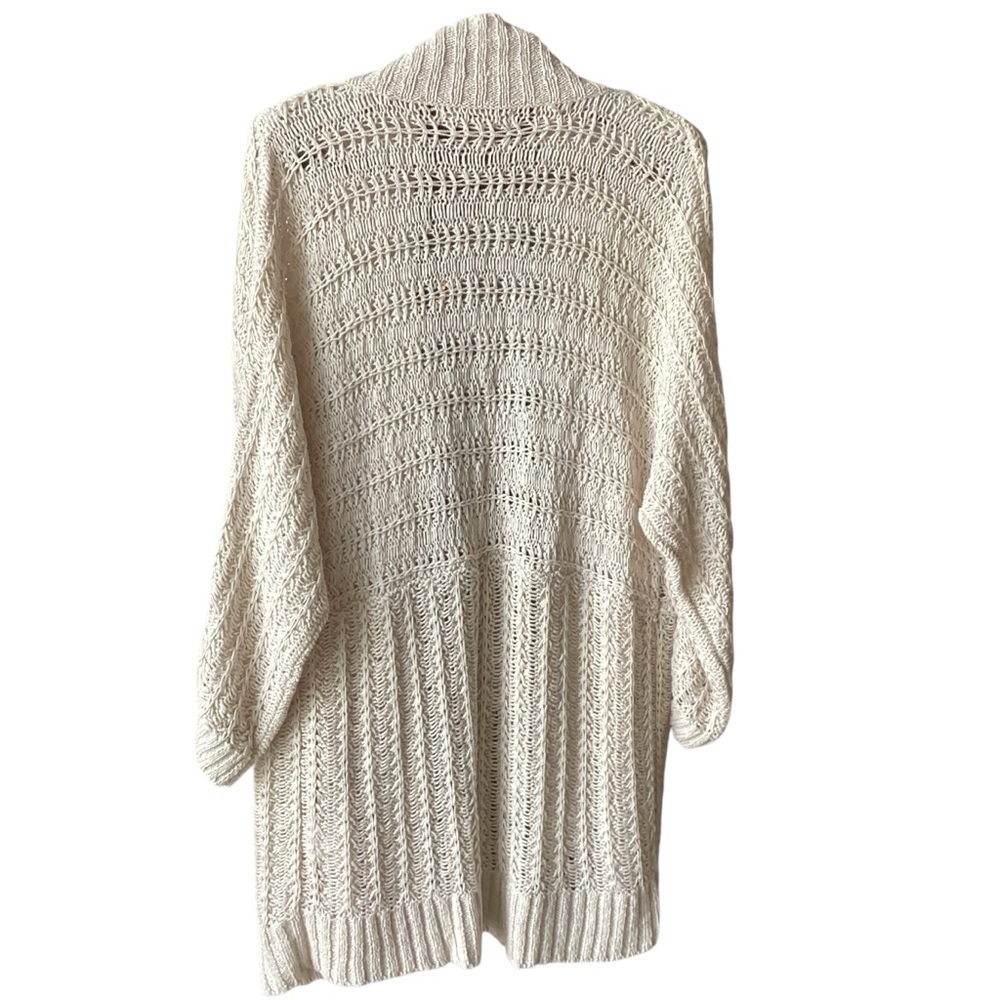 Eddie Bauer Cream Open-Front 100% Linen Knit Sweater Cardigan Women’s Size XL - Picture 3 of 16